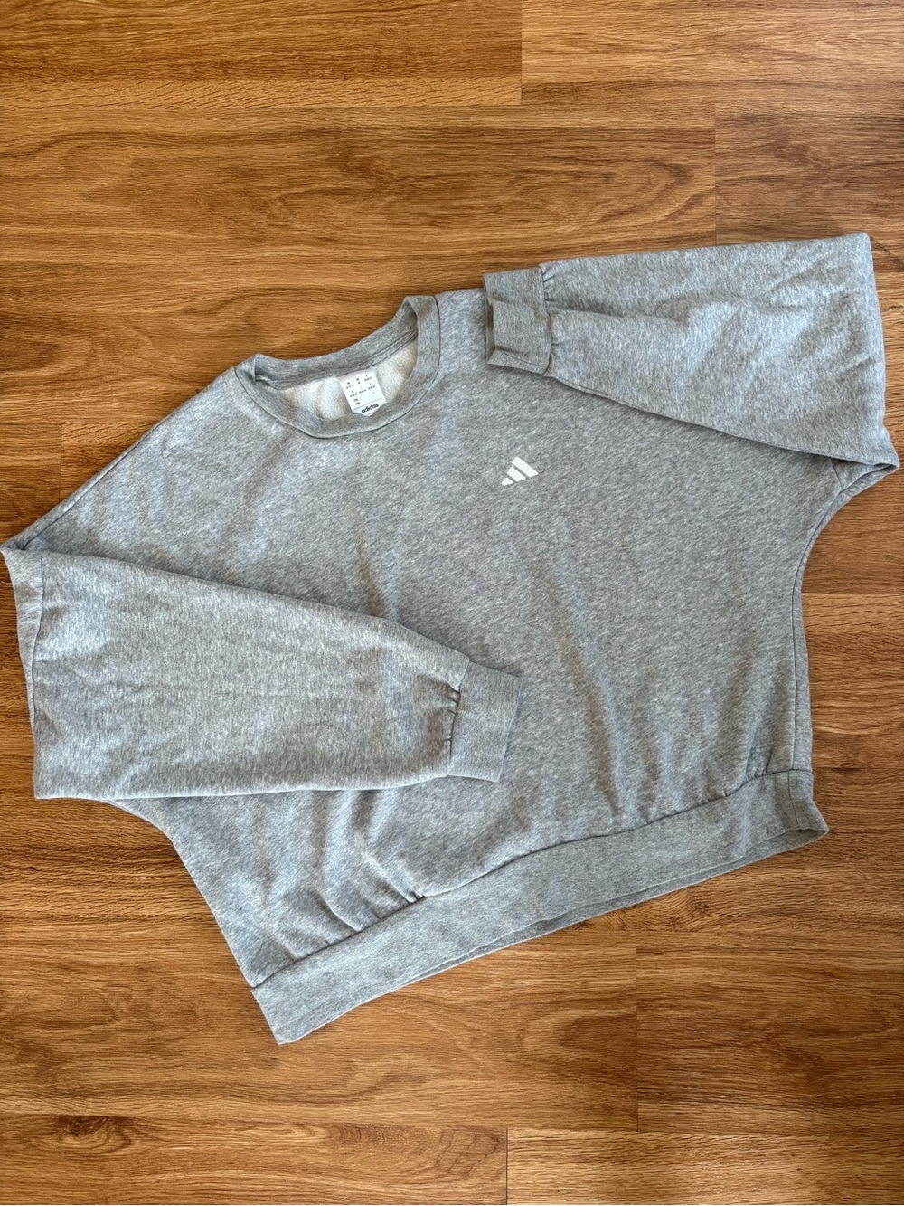 adidas Heather Gray Crewneck Sweatshirt cropped
